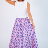 Britt Smocked Maxi Skirt - Cornflower Lobsters/Pink Stripe
