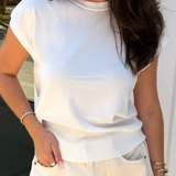 Edie Ribbed Knit Sweater Top - White