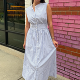 Olla Striped Maxi Dress - Ivory/Blue