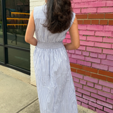 Olla Striped Maxi Dress - Ivory/Blue