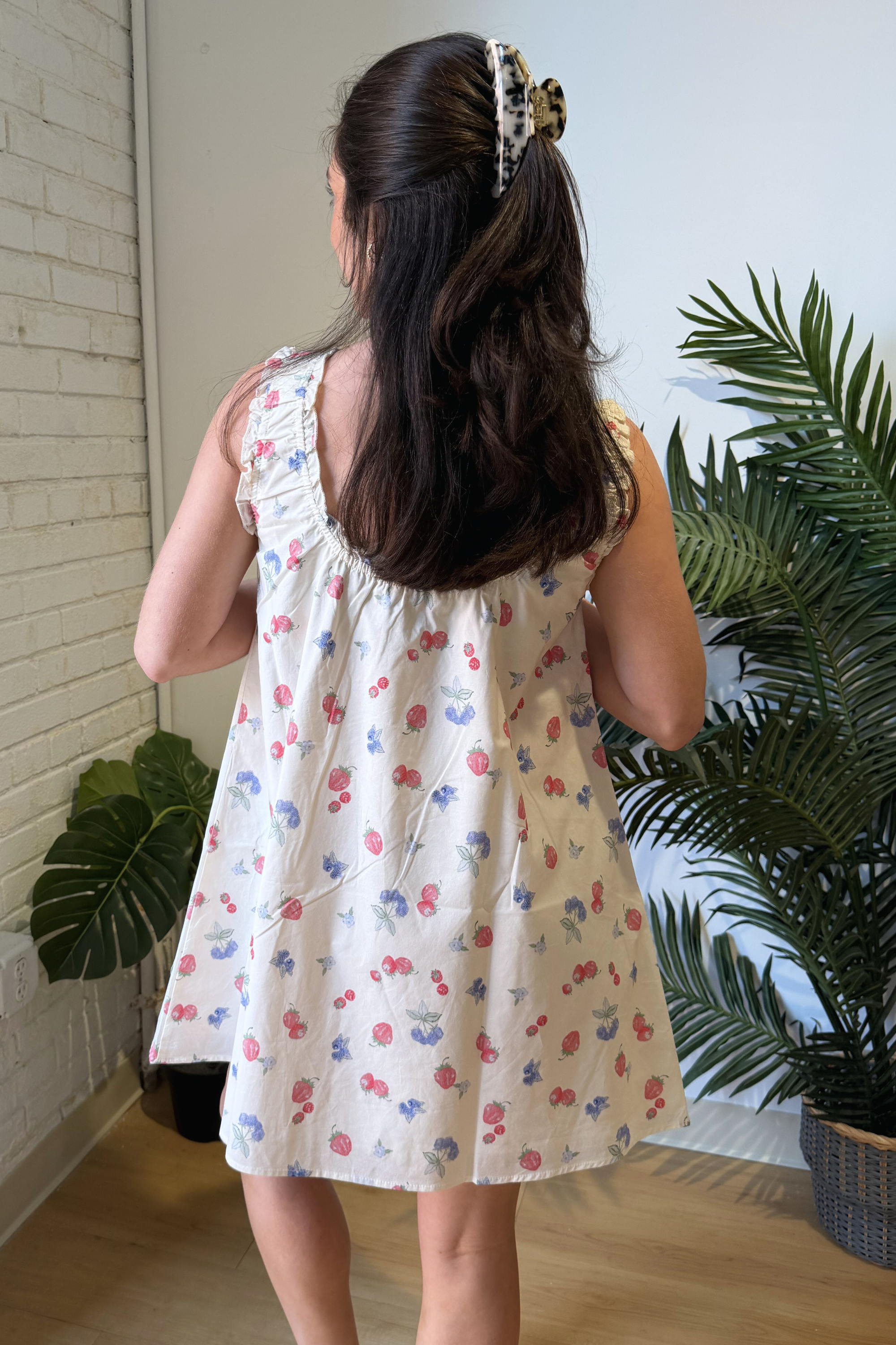 Need Isla Printed Mini Dress Ecru