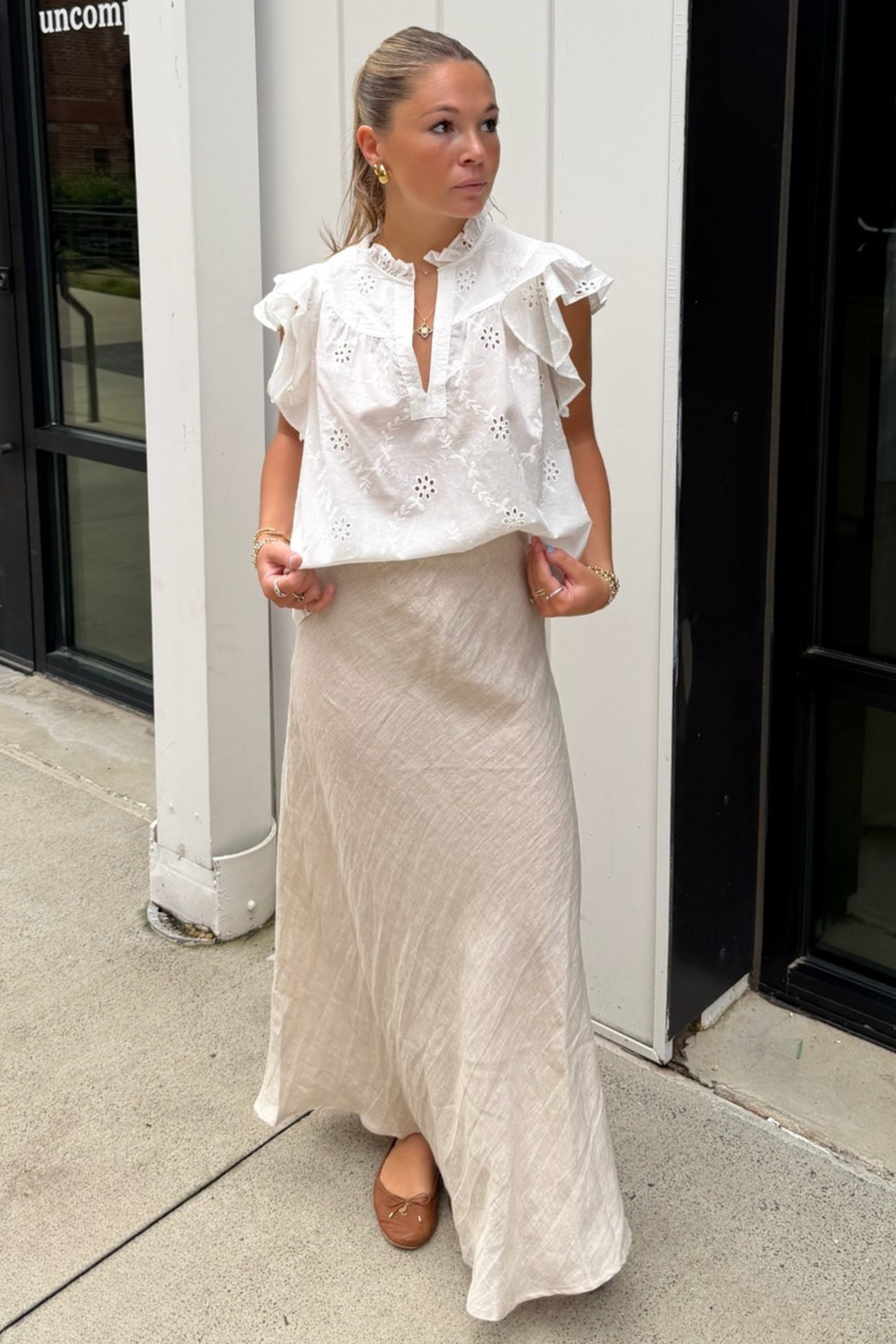 Pasha Flutter Top - White