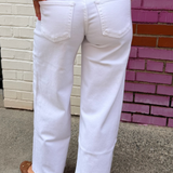 Ashley Raw Hem Wide Leg Jean - White