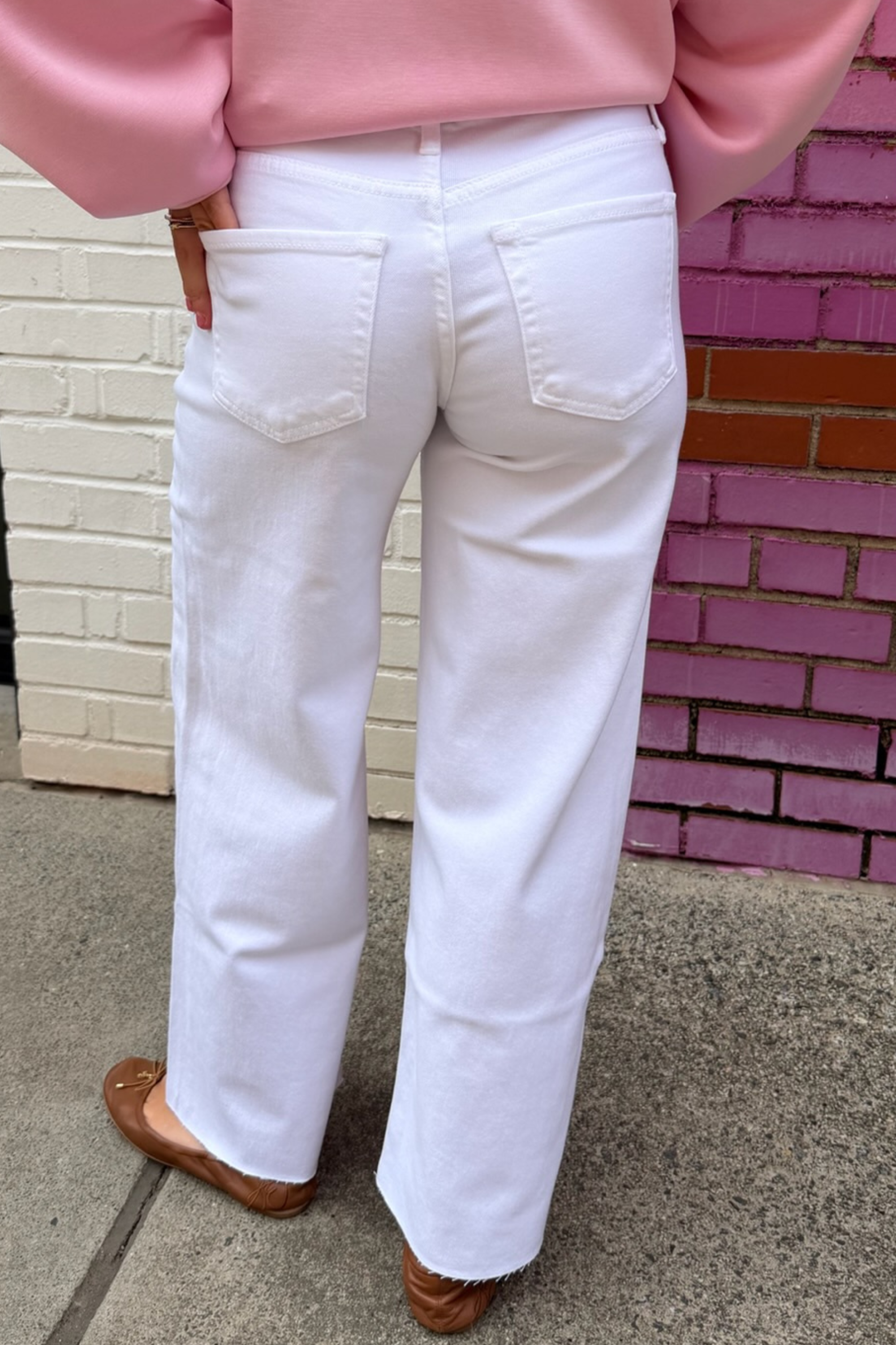 Ashley Raw Hem Wide Leg Jean - White