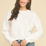 Eva Textured Crew Sweater - Ivory