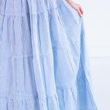 Lucy Smocked Maxi Skirt - Mini Stripe Cornflower