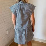Alisha Ruffle Neck Mini Dress - Navy