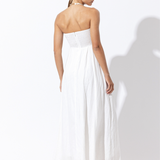 Talia Strapless Linen Maxi Dress - White