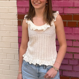 Cody Ruffle Knit Top - Antique White
