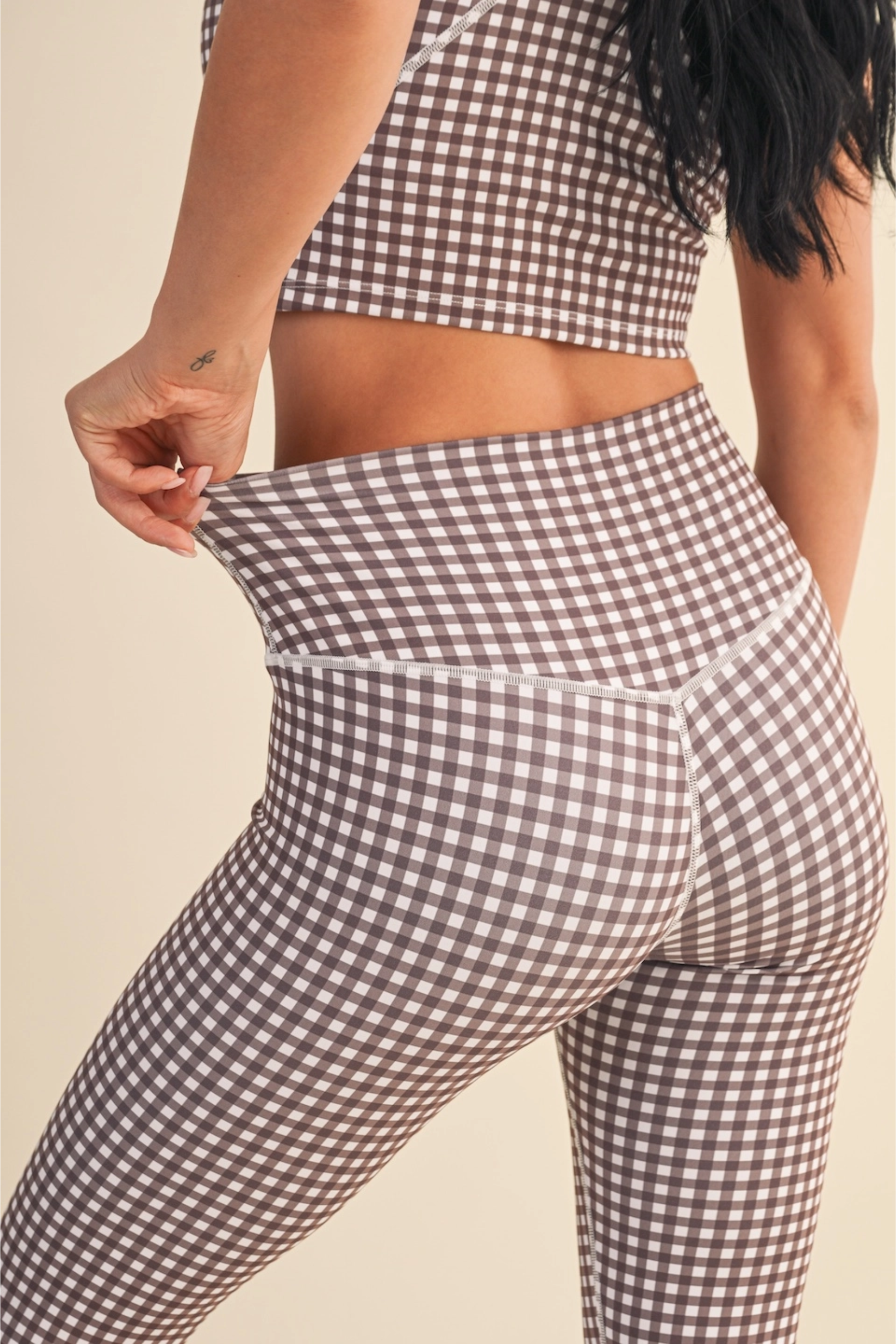 Grace High-Rise Leggings - Brown Gingham