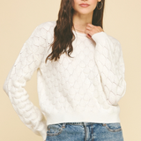Eva Textured Crew Sweater - Ivory