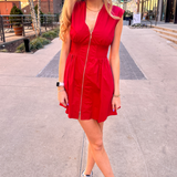 Cory Zipper Mini Dress - Red