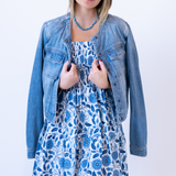 Charlie Smocked Mini Dress - Mum Cornflower