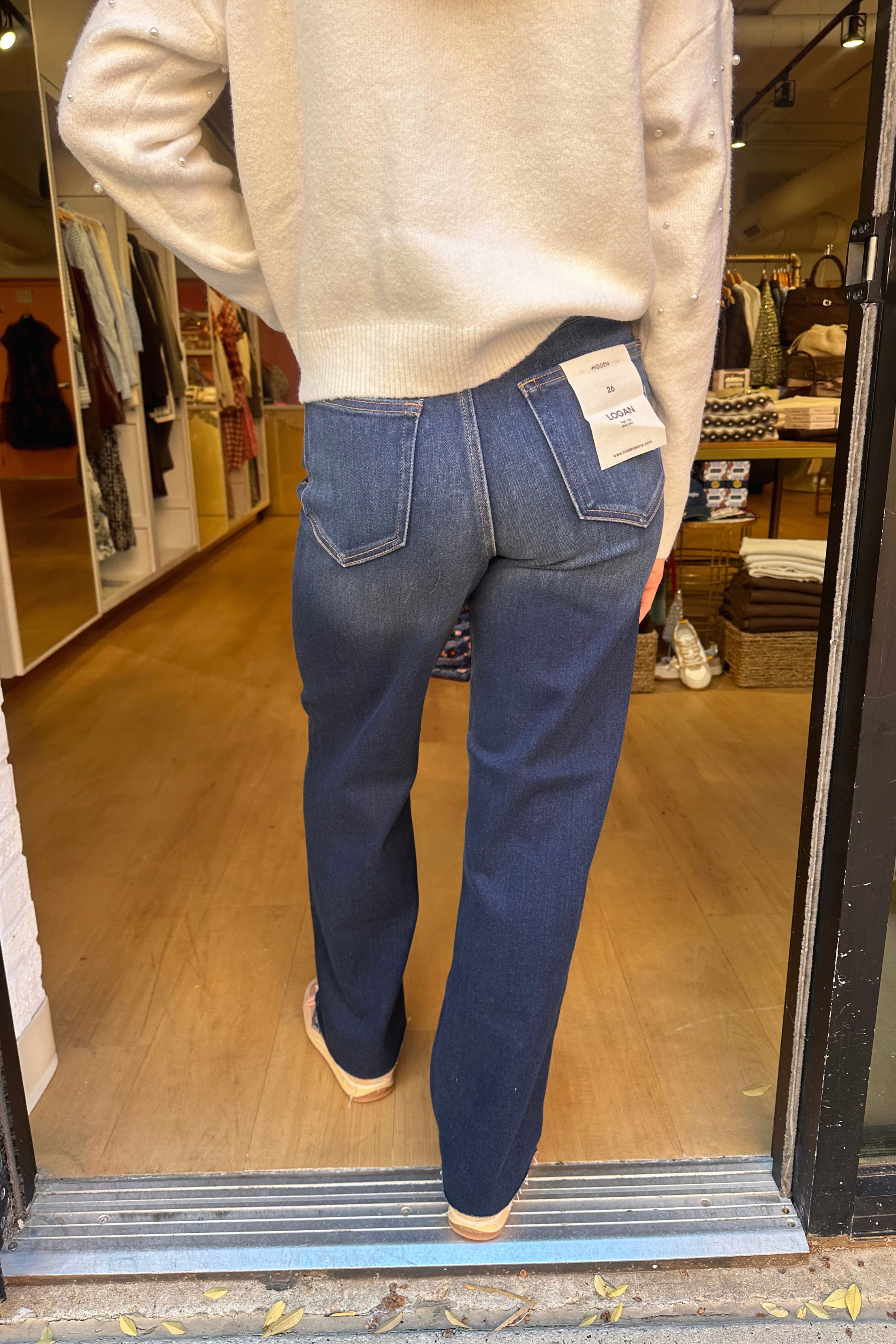 Logan High Rise Dad Jean - Dark Blue