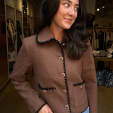 Iris Contrast Jacket - Chocolate/Black