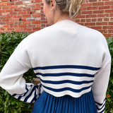 Noa Striped Crop Sweater - White/Navy