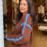 Connie Contrast Sweater - Brown/Blue