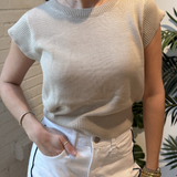 Carli Cap Sleeve Knit Top - Pearl