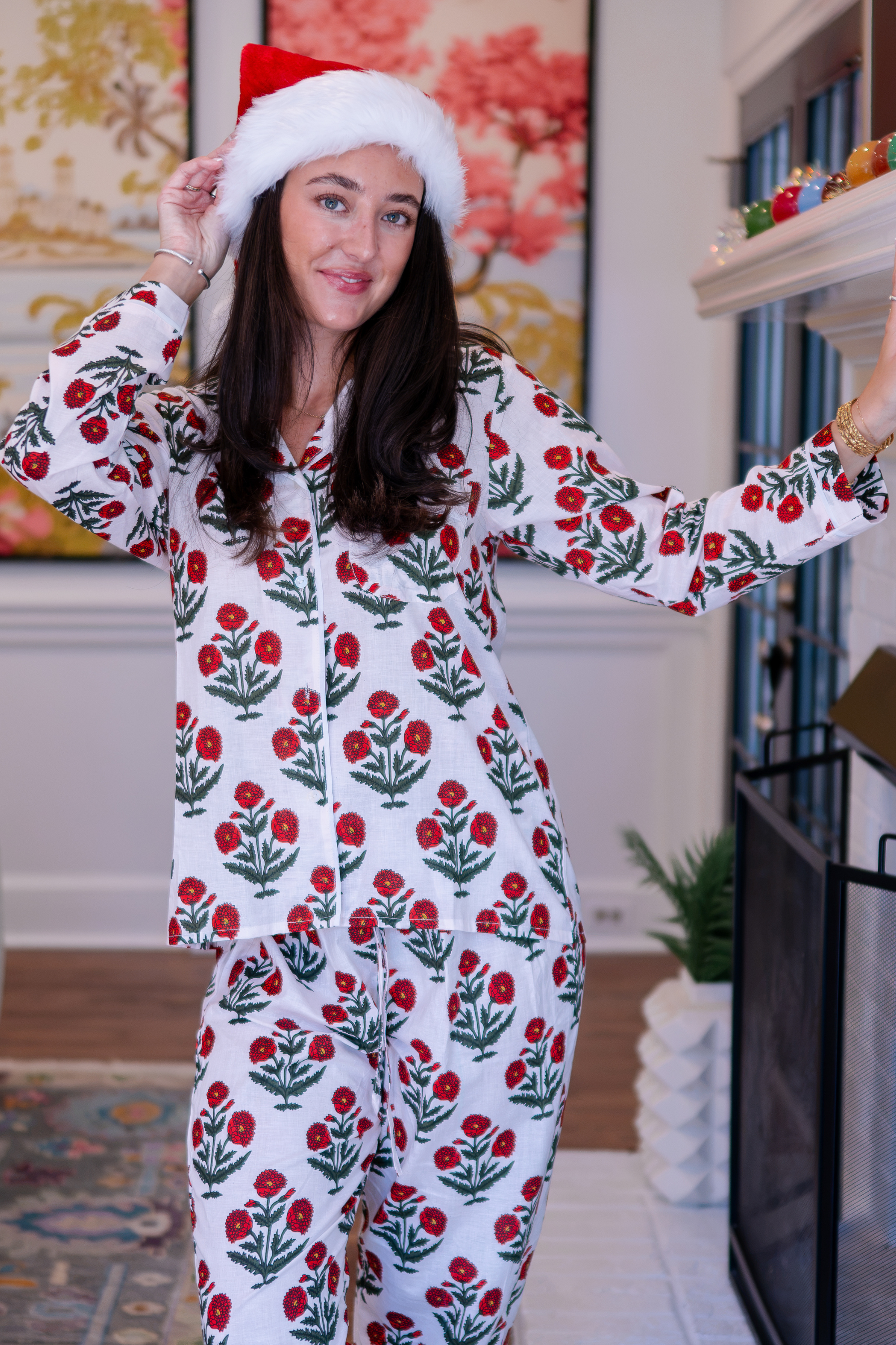 Lily Jammy Pants Set - Giant Poppy Cranberry