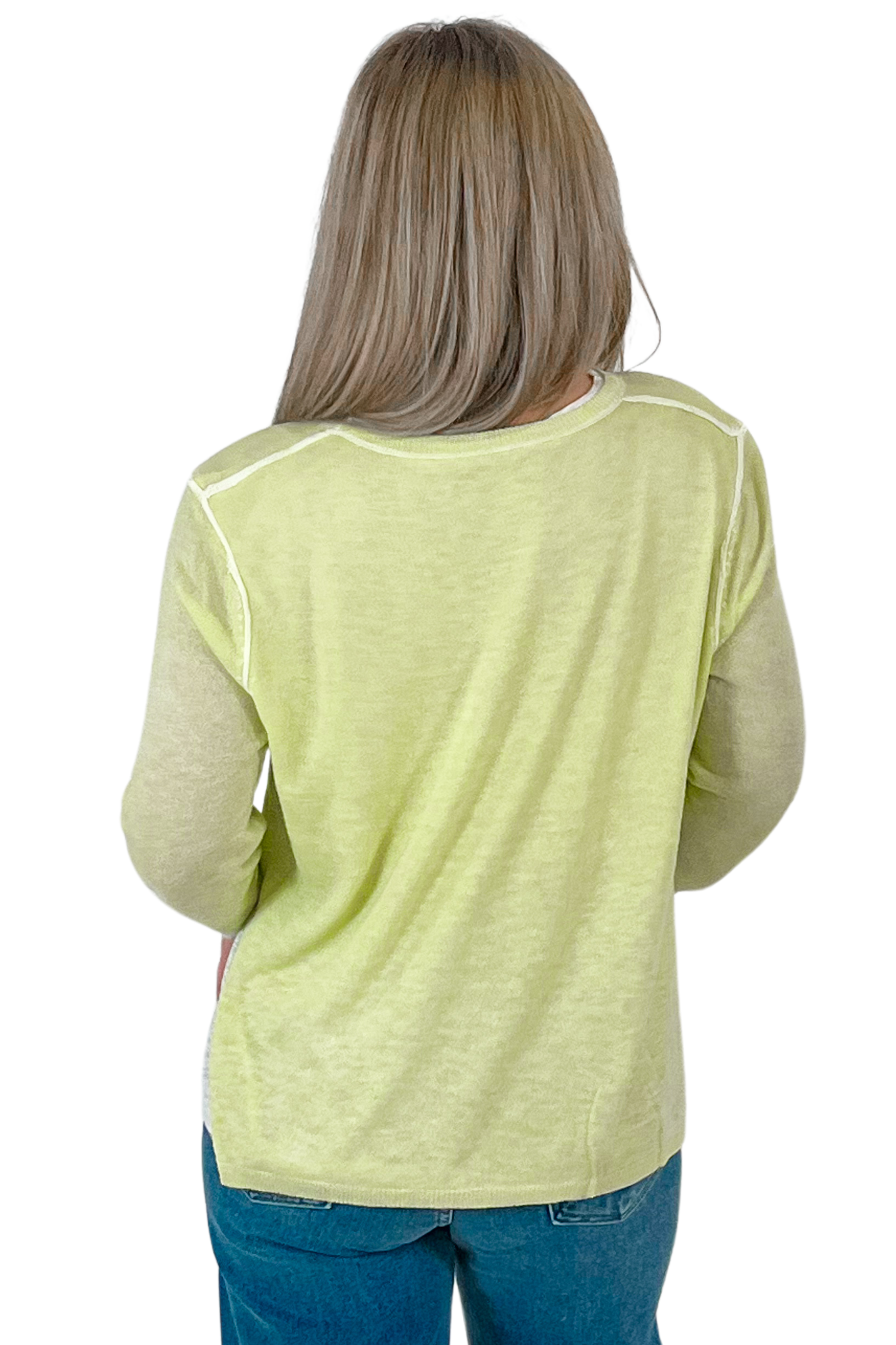 Vero Built in Tee Sweater - Lime