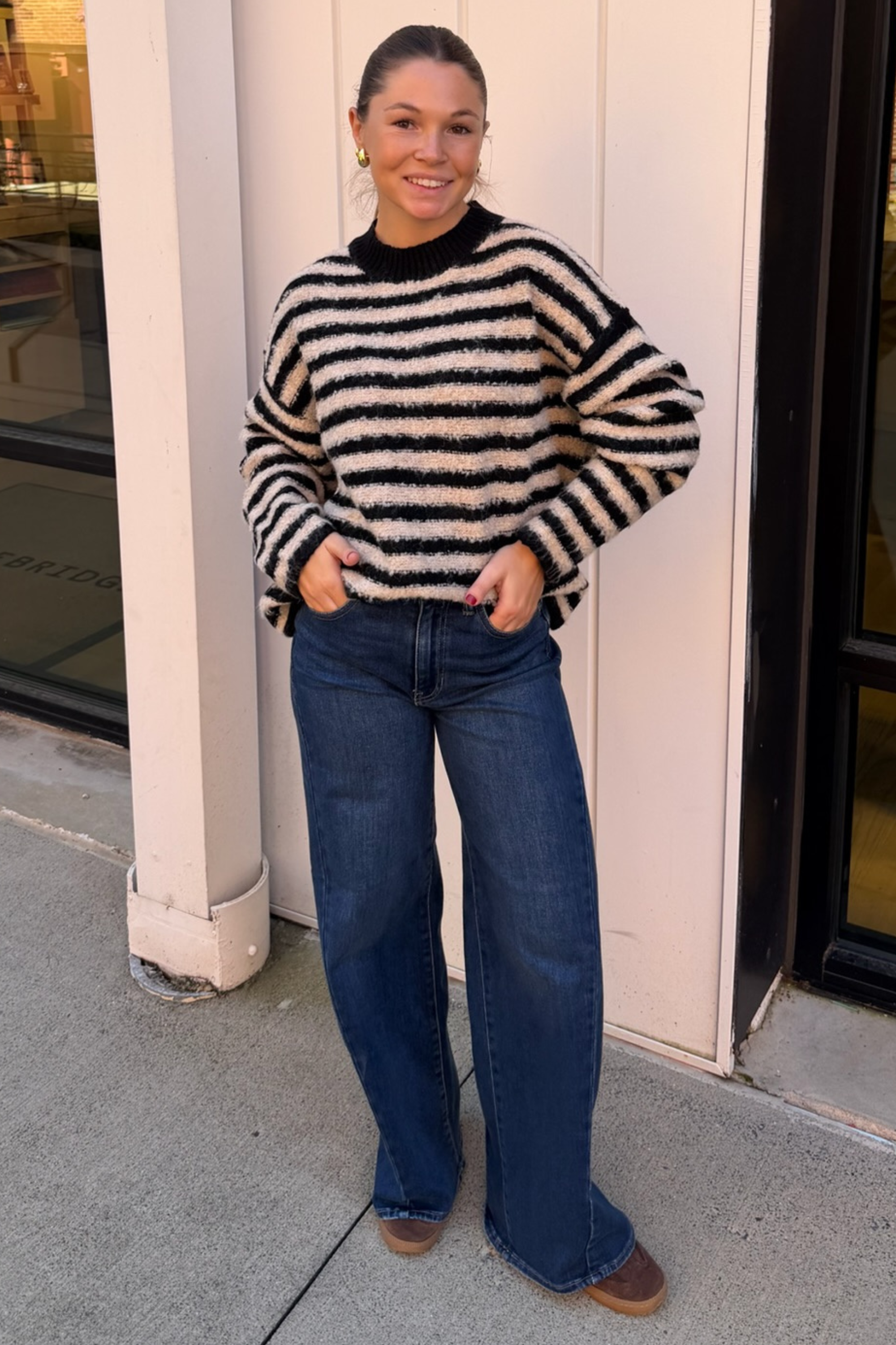 Marcy Chunky Stripe Sweater - Black/Natural