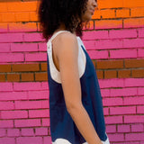 Lea Linen Wave Top - Navy