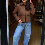 Iris Contrast Jacket - Chocolate/Black