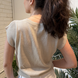 Carli Cap Sleeve Knit Top - Pearl