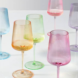 Set of 6 Ripple Bright Wine Glasses