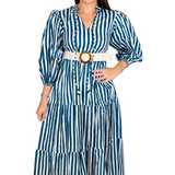 Hirma Maxi Dress - Navy Medium Stripe