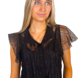 Duchess Short Sleeve Lace Top - Black