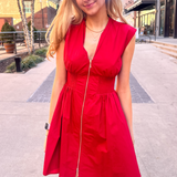 Cory Zipper Mini Dress - Red