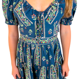 Delia Floral Printed Mini Dress - Midnight Blue