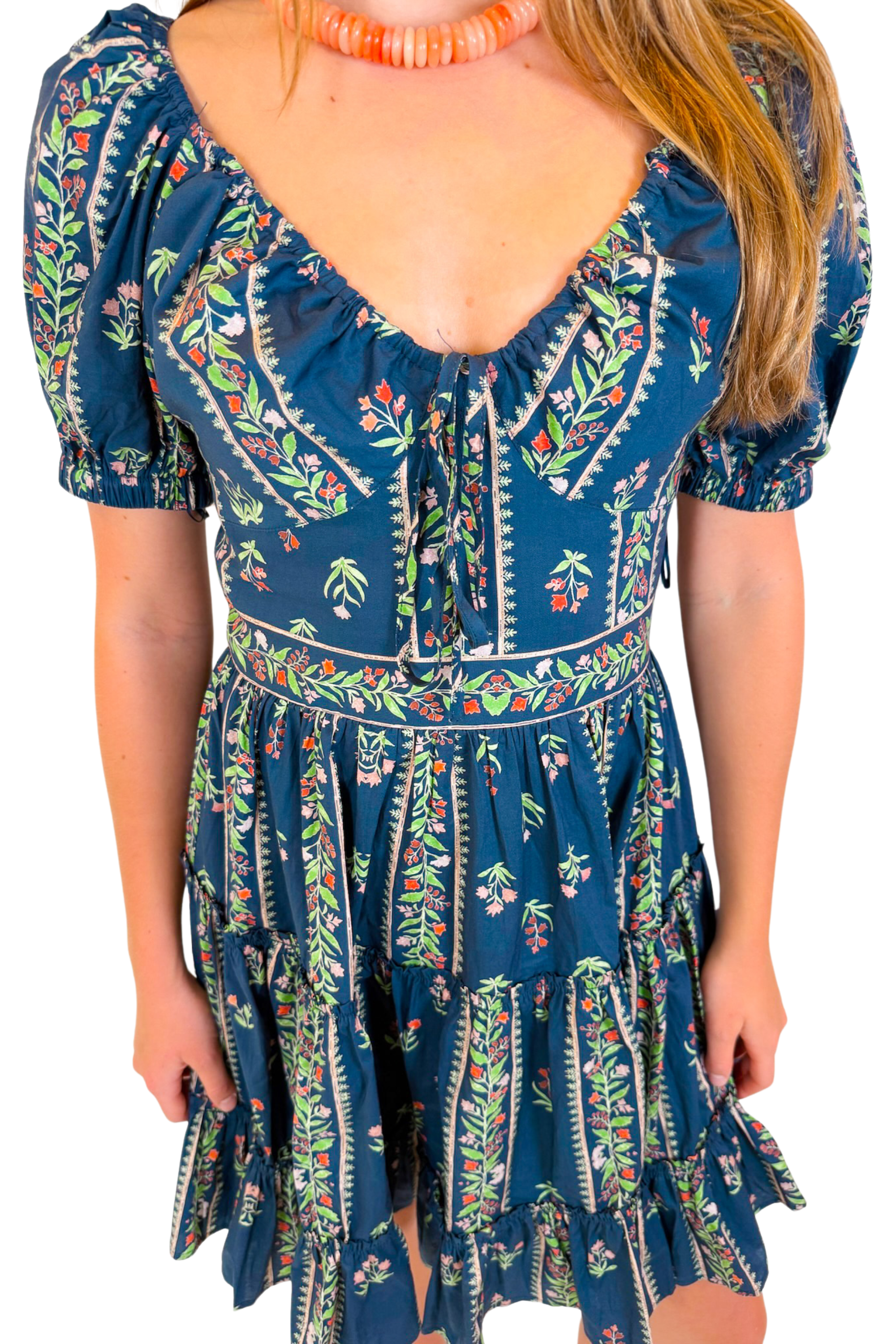 Delia Floral Printed Mini Dress - Midnight Blue
