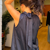 Shan High Neck Top - Navy