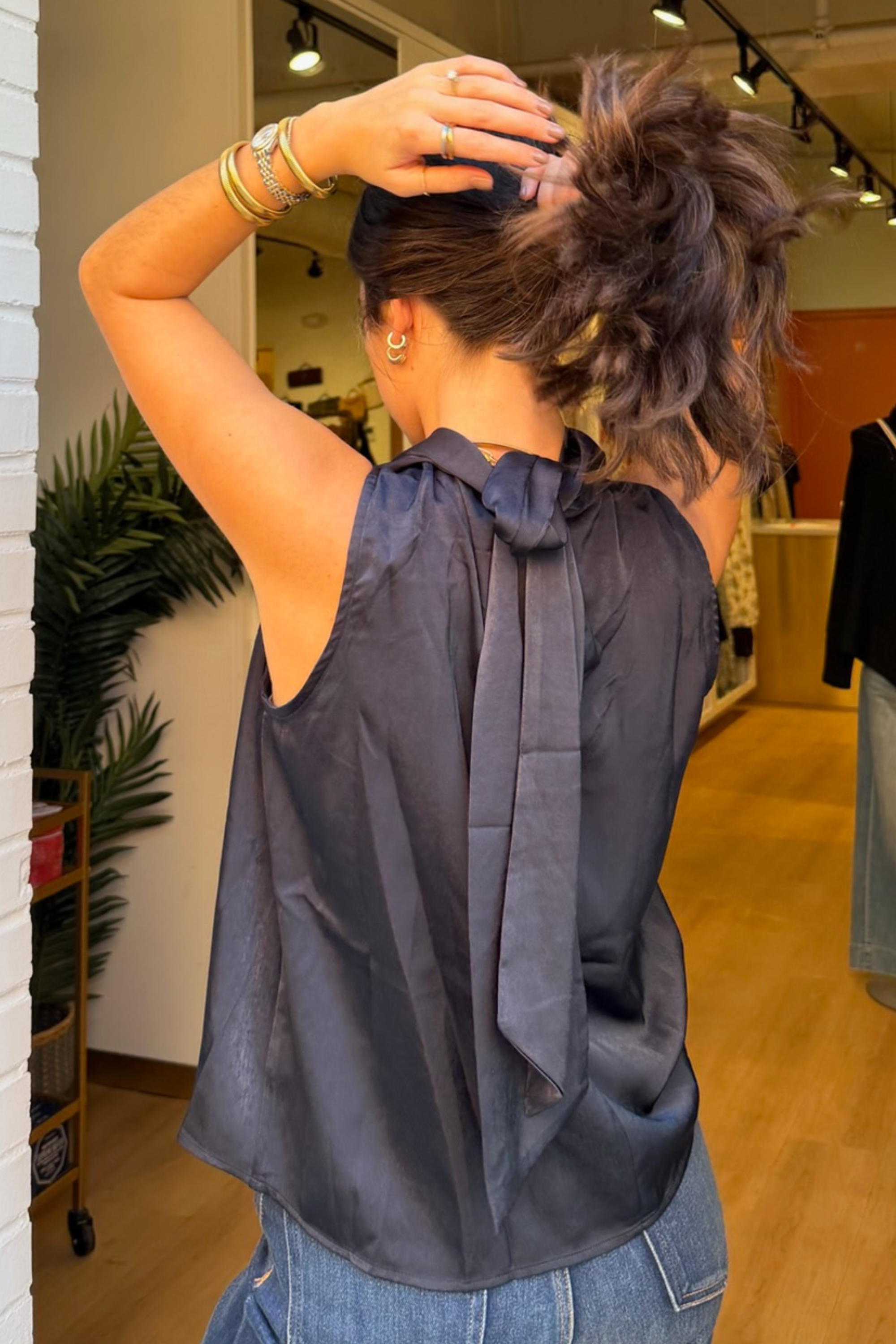 Shan High Neck Top - Navy