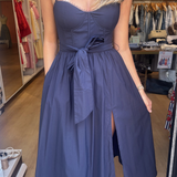 Dani Corset Midi Dress - Navy