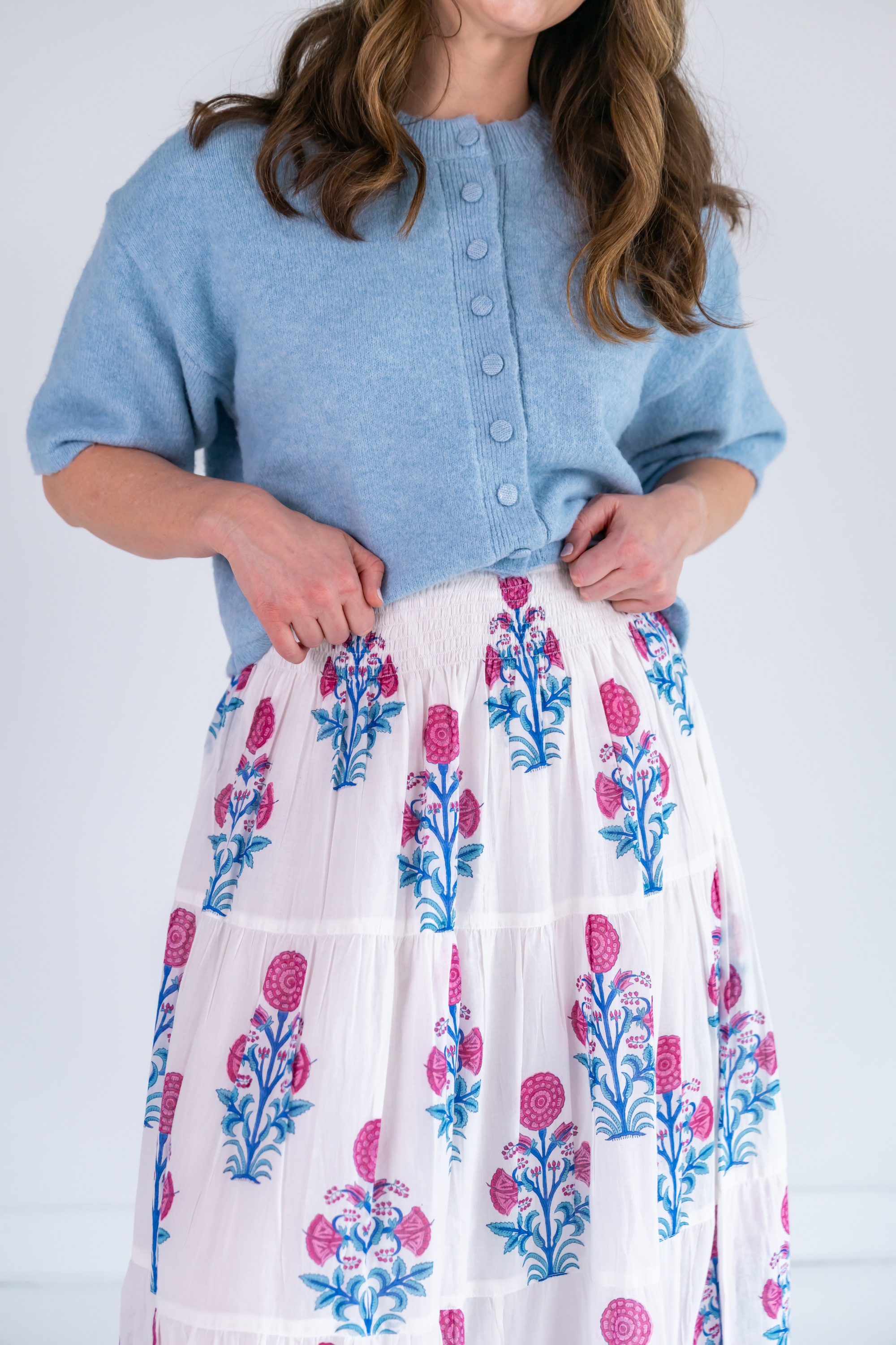 Lucy Smocked Maxi Skirt - Poppy Mix Hot Pink