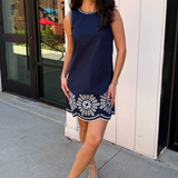 Sunshine Embroidered Mini Dress - Navy