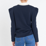 Polo Match Collar Sweatshirt - Navy/Cream