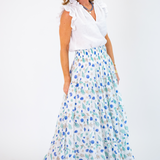 Lucy Smocked Maxi Skirt - Seashells Cornflower