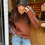 Connie Contrast Sweater - Brown/Blue