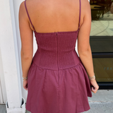 Back to School Mini Dress - Burgundy/Taupe