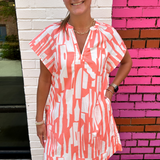 Ollie Geometric Mini Dress - Coral