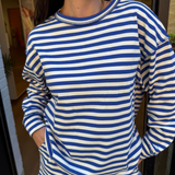 Shiloh Stripe Short Set - Cream/Blue Stripe