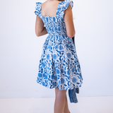 Charlie Smocked Mini Dress - Mum Cornflower
