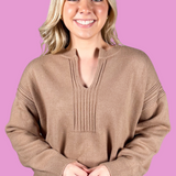 Alayne V-Neck Sweater - Taupe