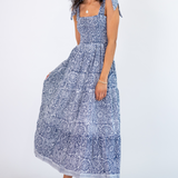 Joy Bow Maxi Dress - Navy Flower Explosion