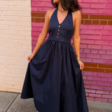 Orel Solid Maxi Dress - Solid Blue