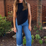 Brooke Boat Neck Asymmetrical Tank - Black